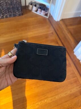 Coach Black Signature Wristlet Pouch
